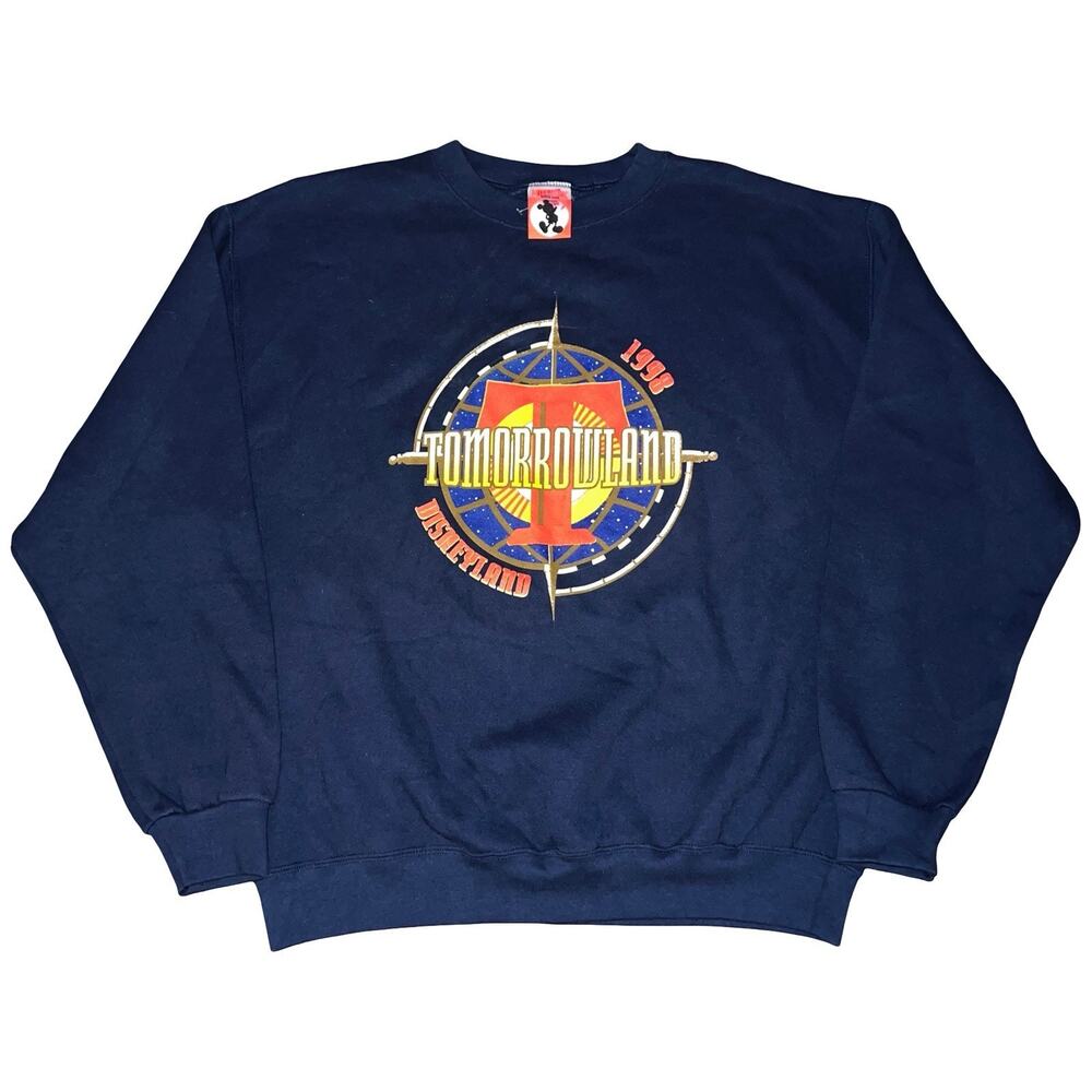 Vintage 1998 Disney Micky Inc Tomorrowland Disneyland Blue Crewneck Sweatshirt L